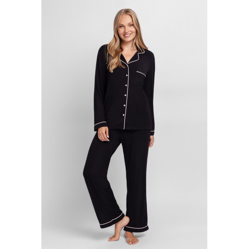 Dorina dámske dlhé pyžamo čierne - barva:DOROST0192/čierna, velikost:XL