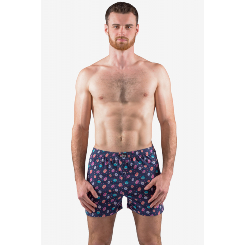 Pánske voľné trenírky Gina 75200 - barva:GINDGMMFR/potlač na modrej, velikost:L/XL