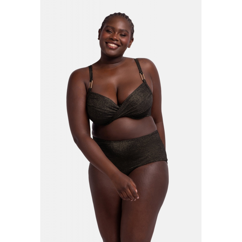 Dorina Kyra trblietavá plavková podprsenka s kosticou čierna - barva:DORBK0001/čierna, velikost:95D