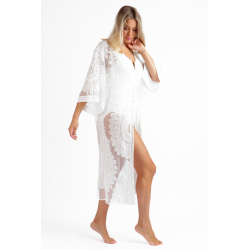 ADMAS bavlnený kaftan biely  - obrázek produktu 3